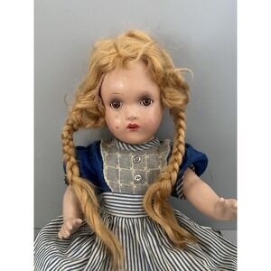Vintage Composition Girl Doll W/ Braids Pigtails Sleep Eyes Open Mouth 13"